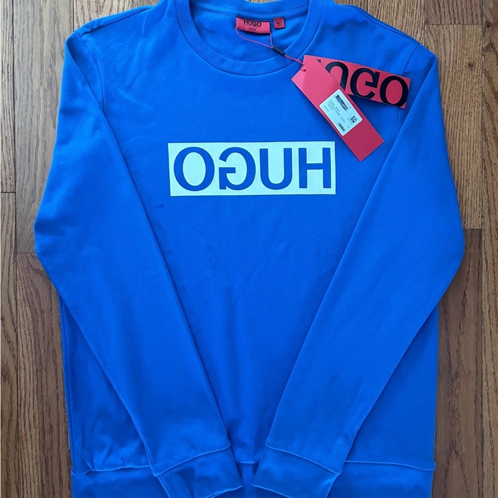 Hugo Reversible Blue Crewneck Size Large NEW